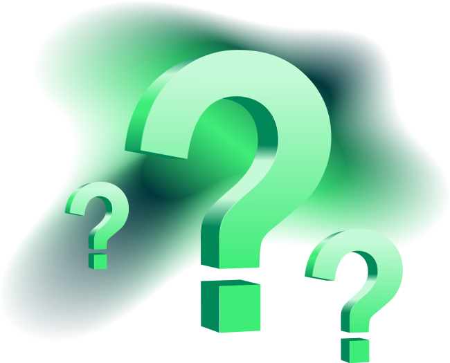 Question marks graphic with background green gradient