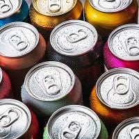 Multicolored aluminum soda cans