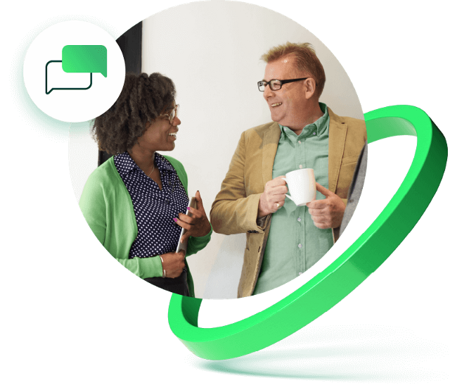 billtrust community_masthead iamge_two people talking and networking
