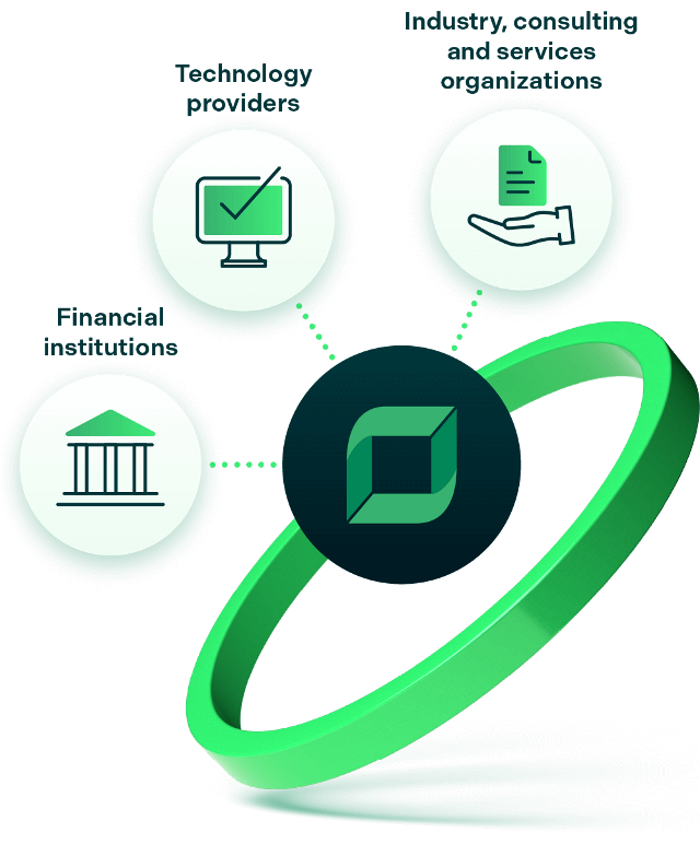 Billtrust logo with icons for industry partner types