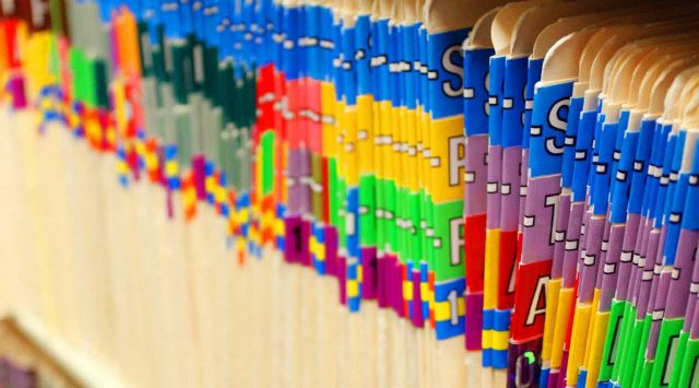 a row of files