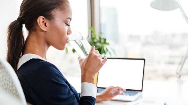 woman drinking water