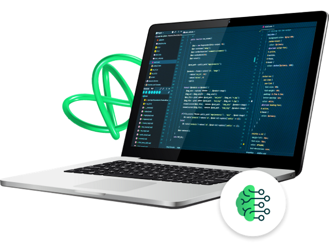 Billtrust Developer Portal - Laptopbildschrim mit Billtrust-Produkt und AI-Symbol