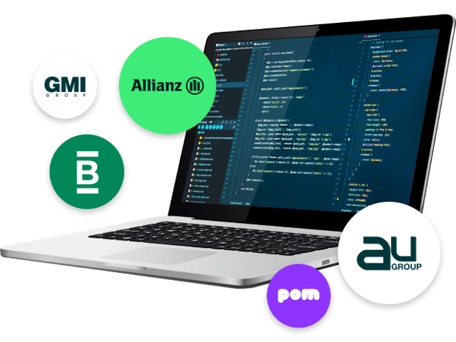 Unterstützte APIs: Bild eines Laptops mit Partnerunternehmen