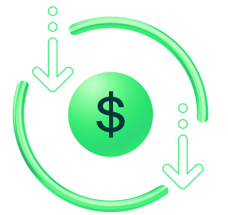 Illustration with dollar sign and downward arrows