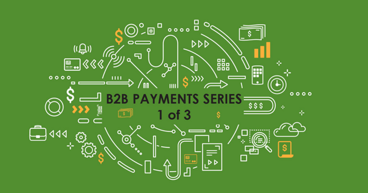 diagram with various icons reading Billtrust B2B Payments Series 1 of 3 in the center