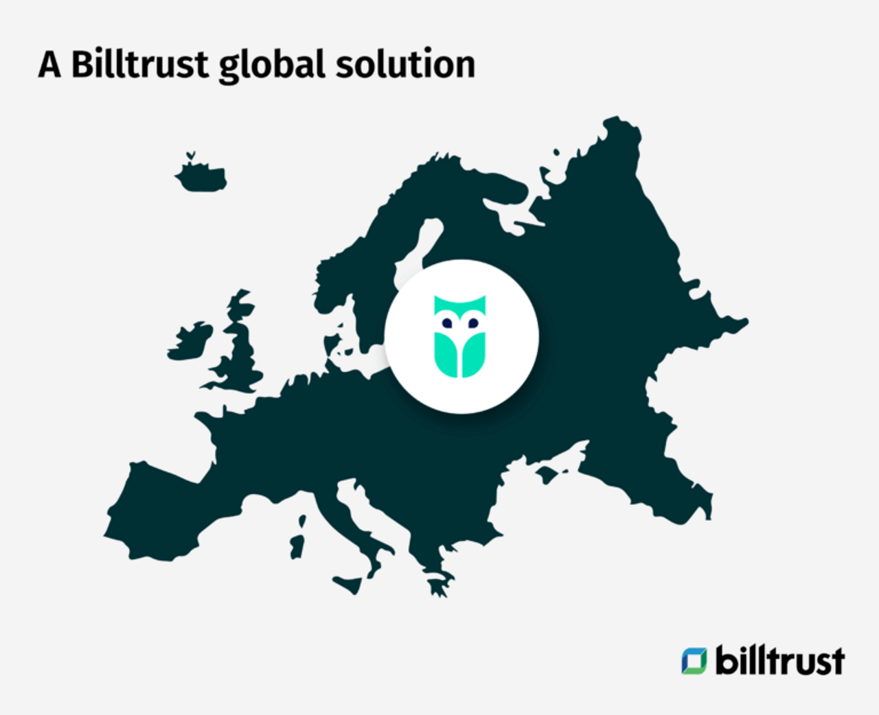 Billtrust global solution - iController business logo placed top of country