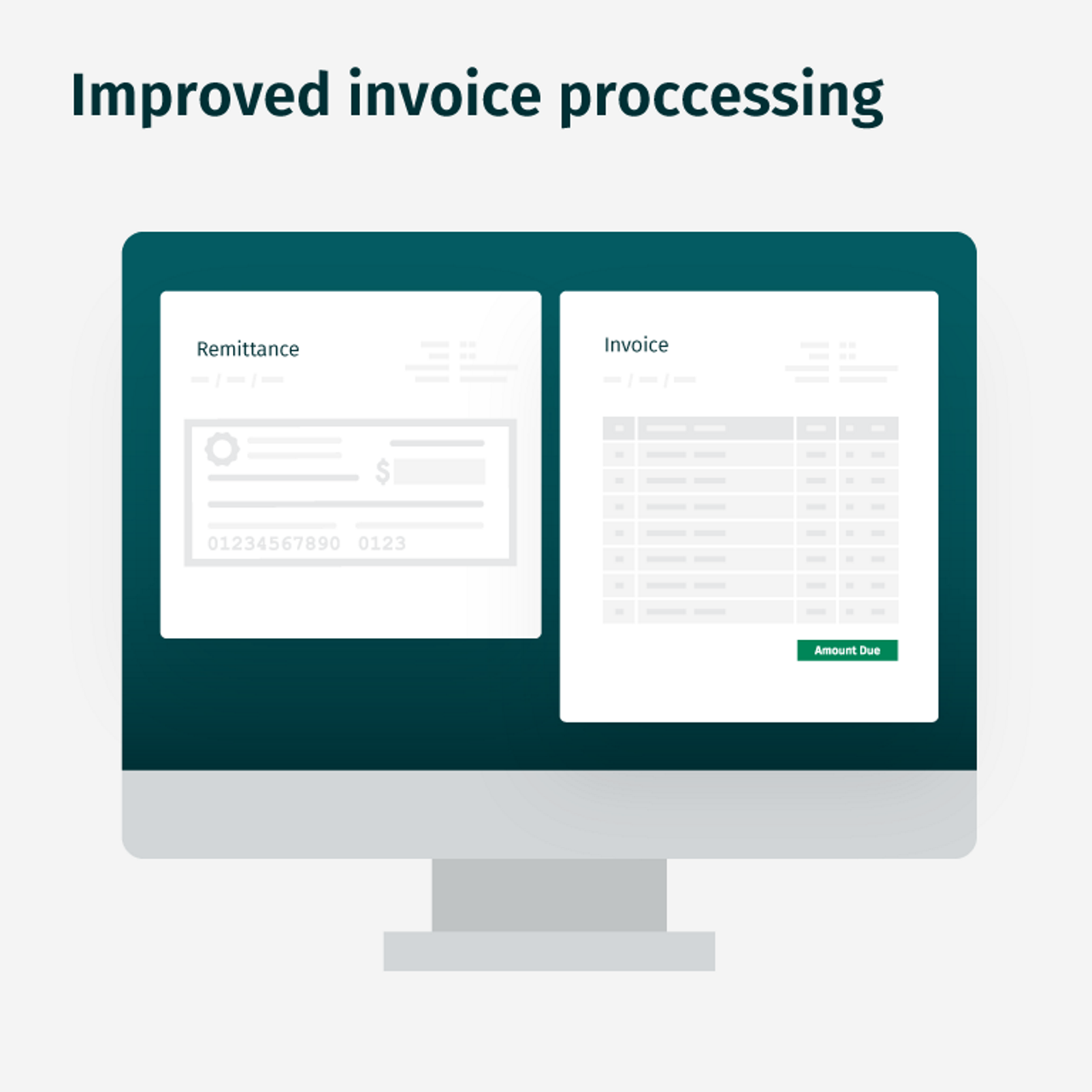remittance and invoice side by side on computer screen