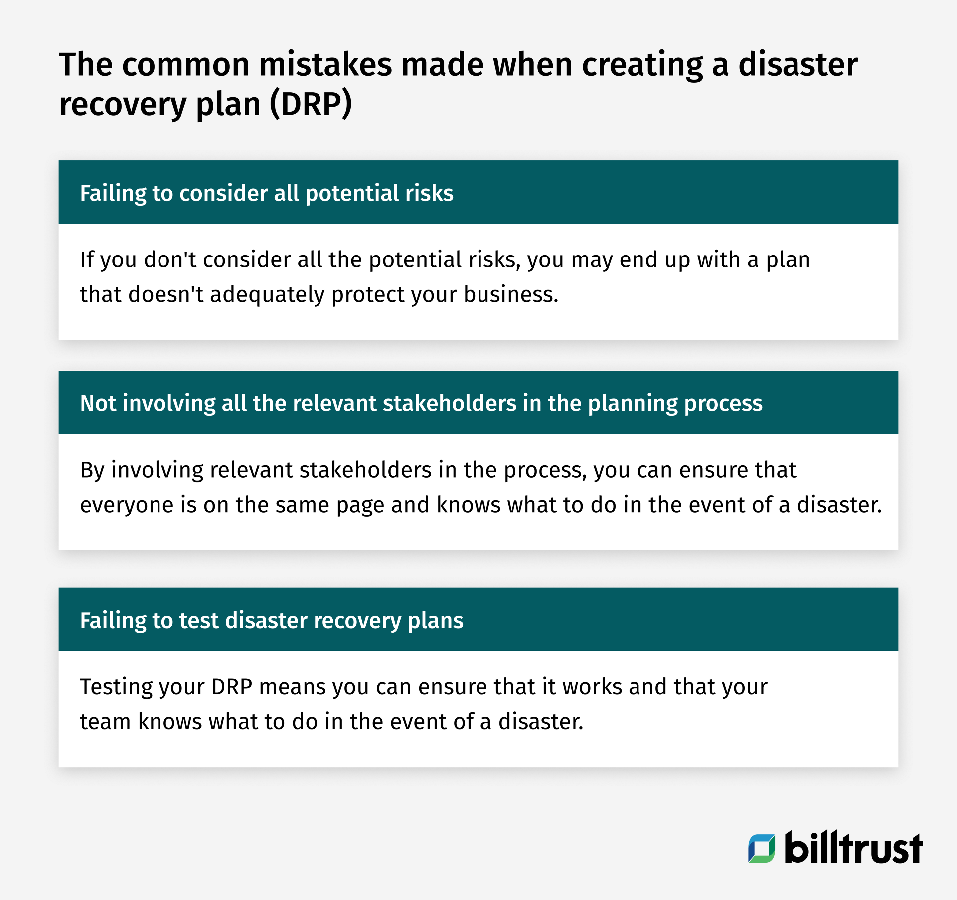 the common mistakes made when creating a disaster recovery plan (DRP)
