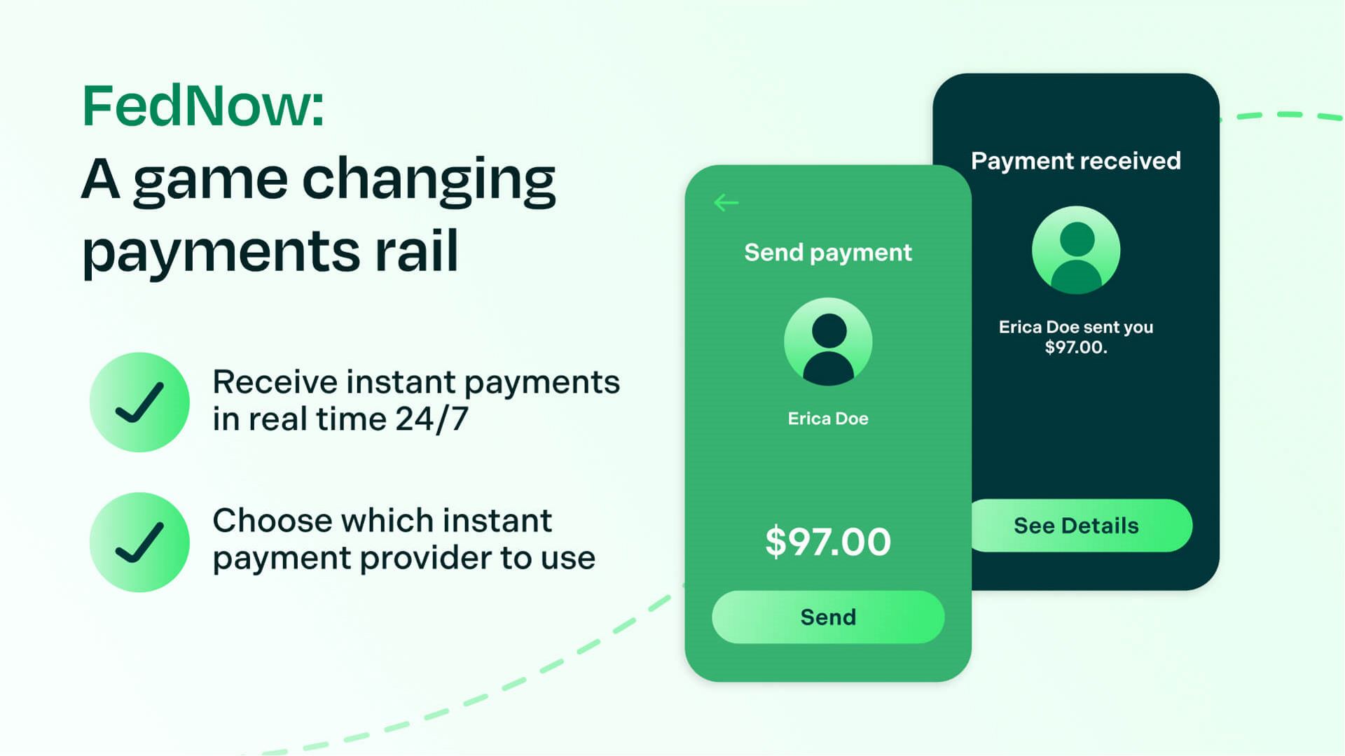 FedNow a game changing payments rail - smartphone screens showing instant payments sent and received