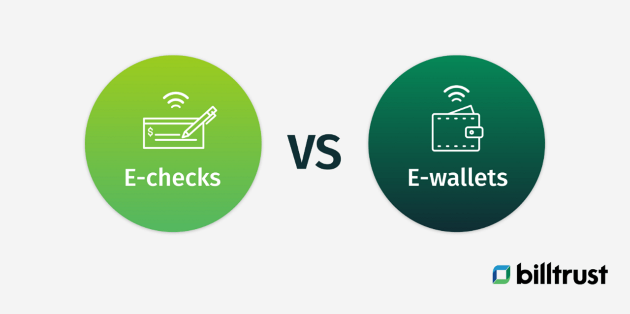 how online ecommerce payment systems e-checks vs. wallets graphic