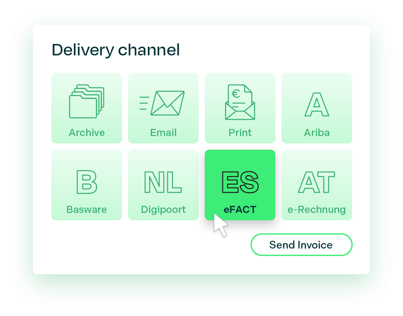 Invoice delivery channels interface