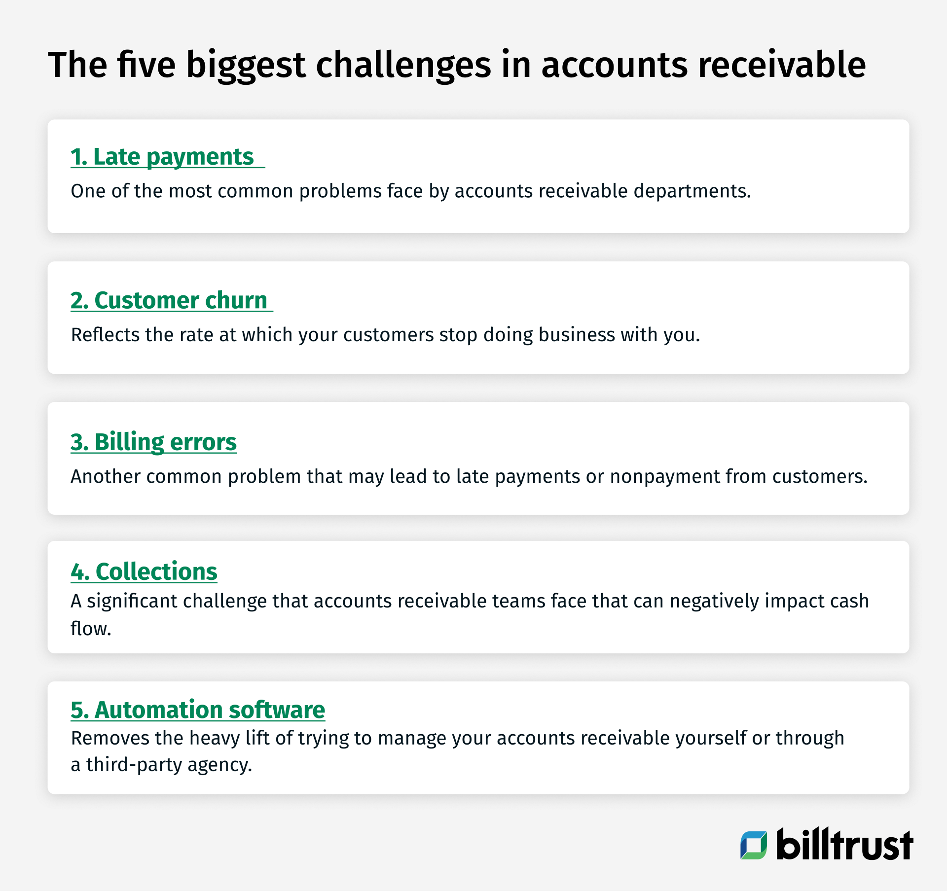 the five biggest challenges in accounts receivable graphic