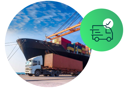 Transportation Broker Case Study Image of Freight ship with transportation icon