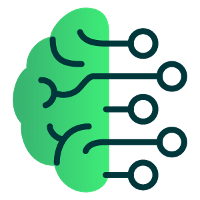 Half brain with circuits moving right outward icon