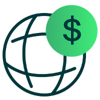 sphere with dollar sign in circle