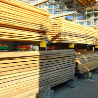 Piles of wood in lumber yard