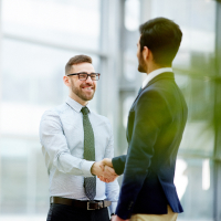 Customer and financial expert shaking hands
