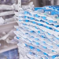 Packaged medical equipment in storage room