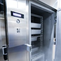 Refrigeration unit with door open