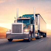 Full-truckload-freight (TL) semi truck on highway