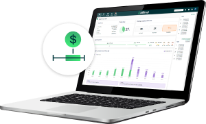 Tableaux comptables, calculatrice et bloc-notes avec calculs étalés sur la table