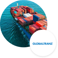 GlobalTranz logo and image of freight ship