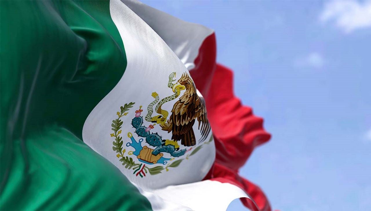 Closeup of the Mexican flag