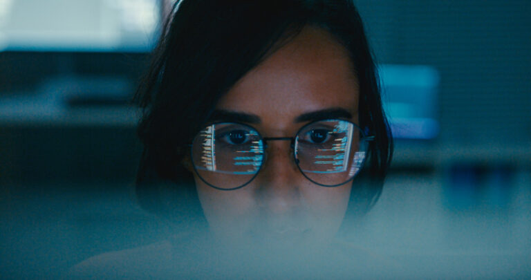 Closeup of Female computer programmer
