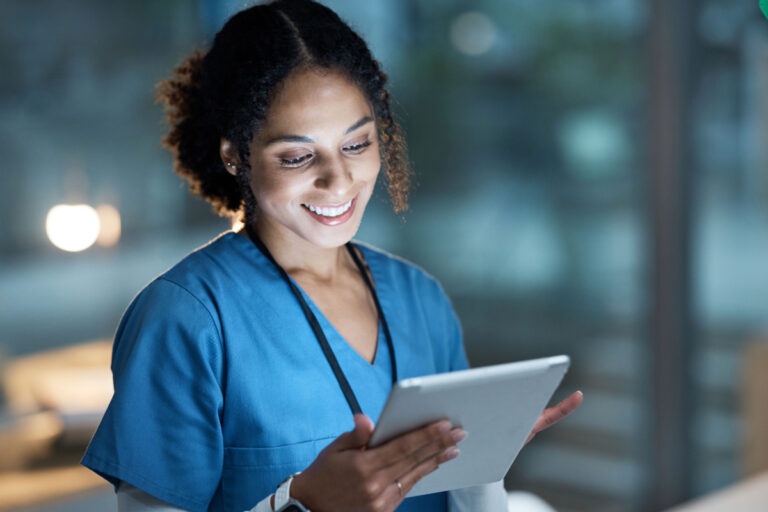 Nurse using tablet