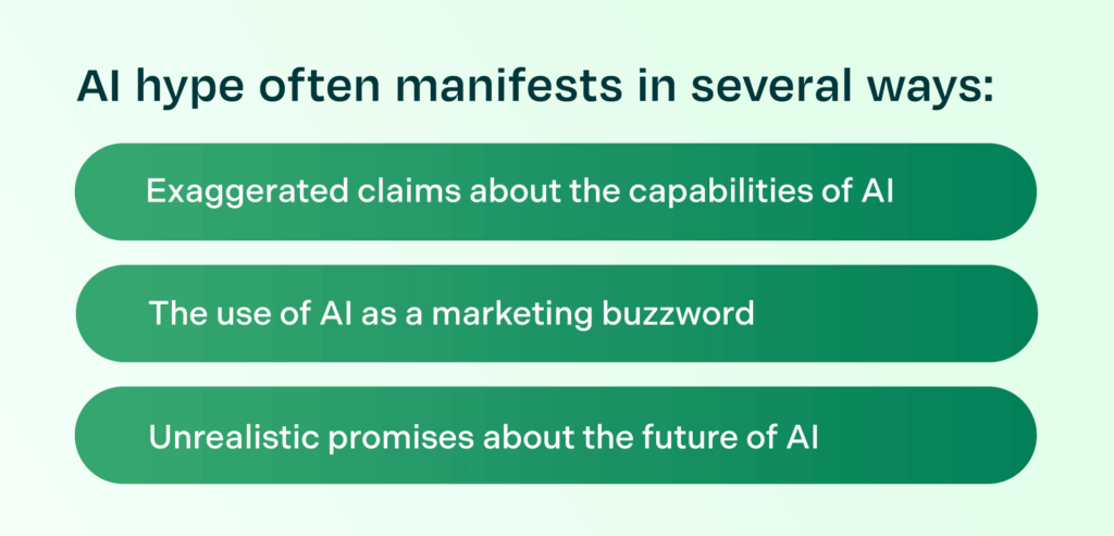 a graphic to show the ways AI hype often manifests