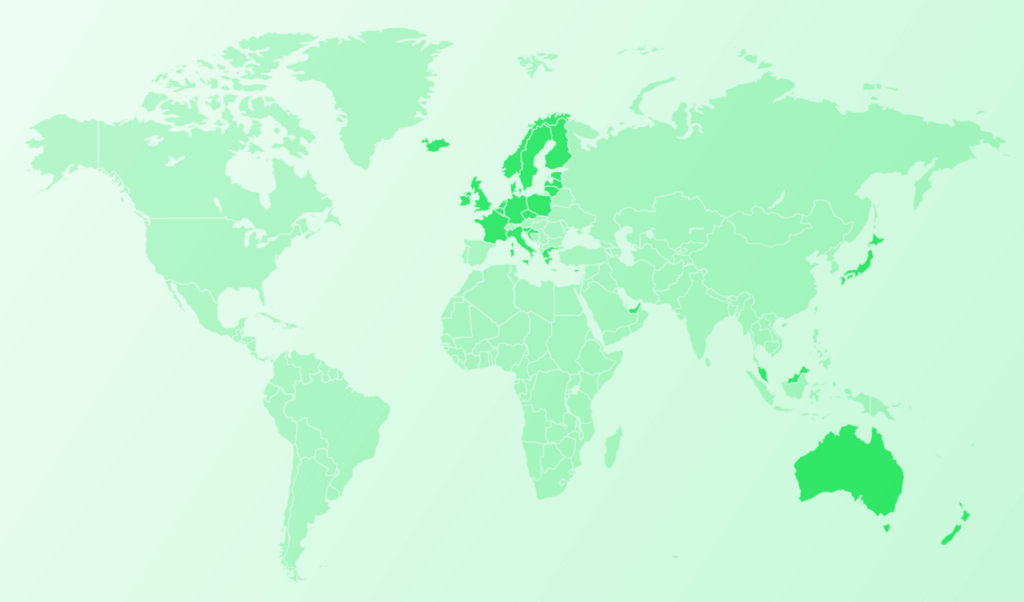 an image of a world map with area highlighted