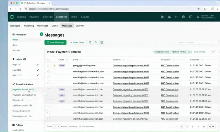 Animation showing Agentic Email functionality