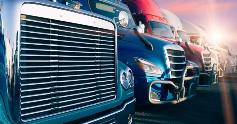 Trucks Parked in front of Sunset