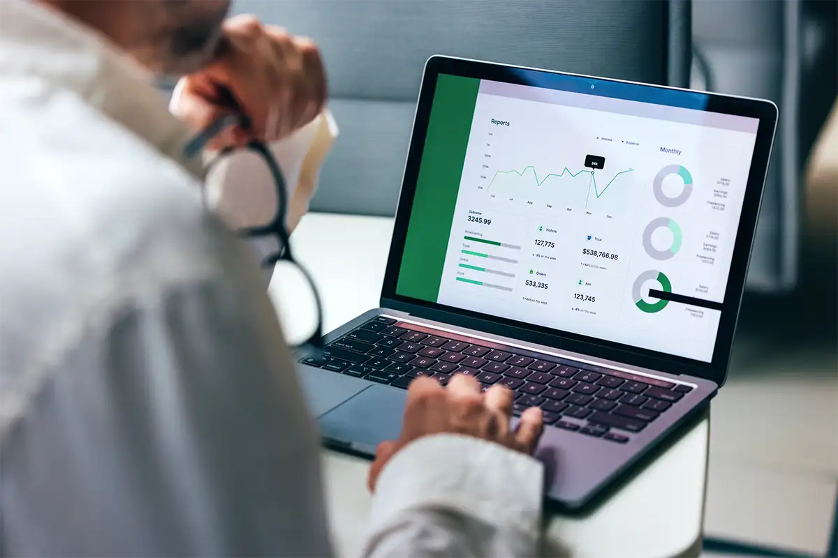 Data dashboard on laptop