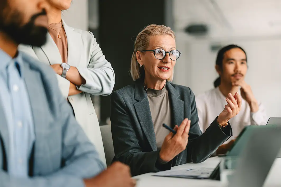 Leader talking to team