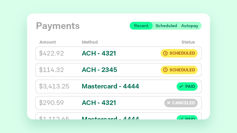 self-serve payments interface
