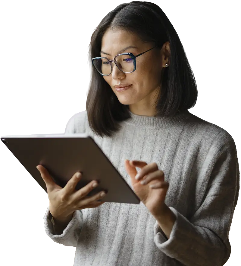 woman using tablet