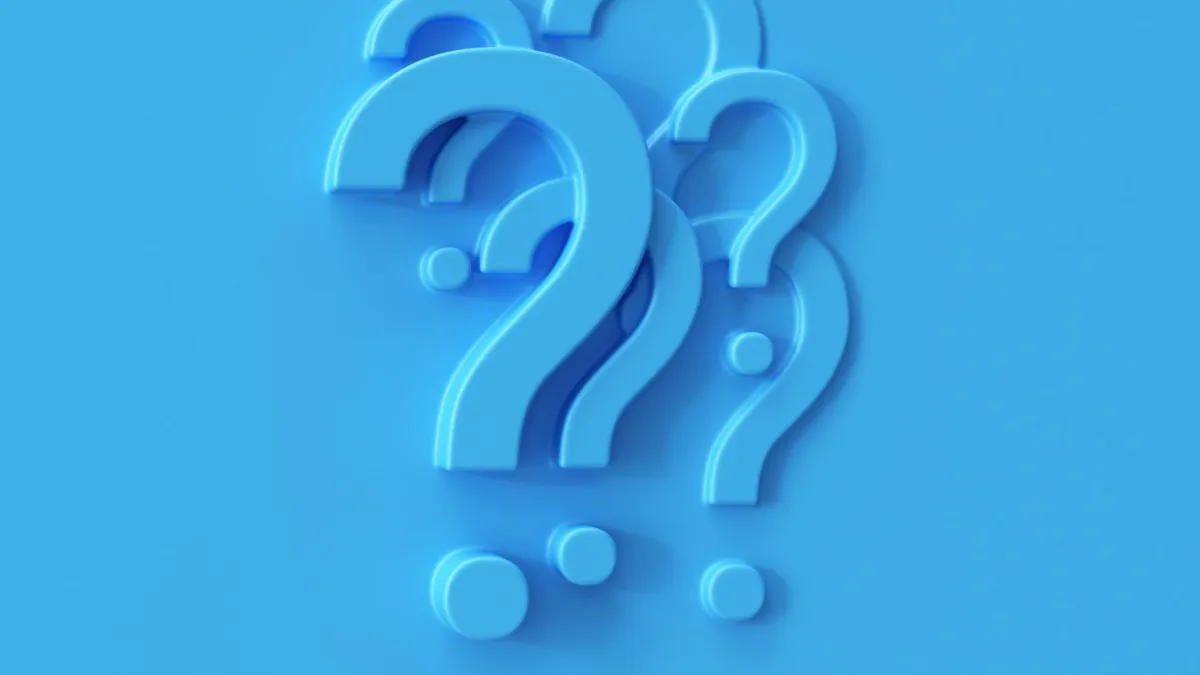 multiple question marks on a blue background