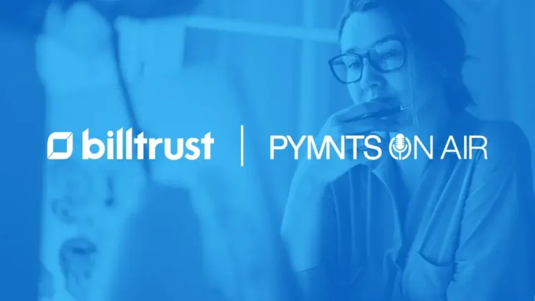 payments on air logo and billtrust logo with women in background