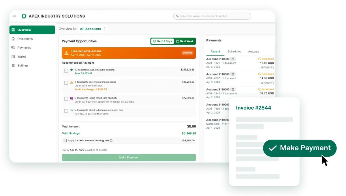 Billtrust Buyer Payment Portal dashboard