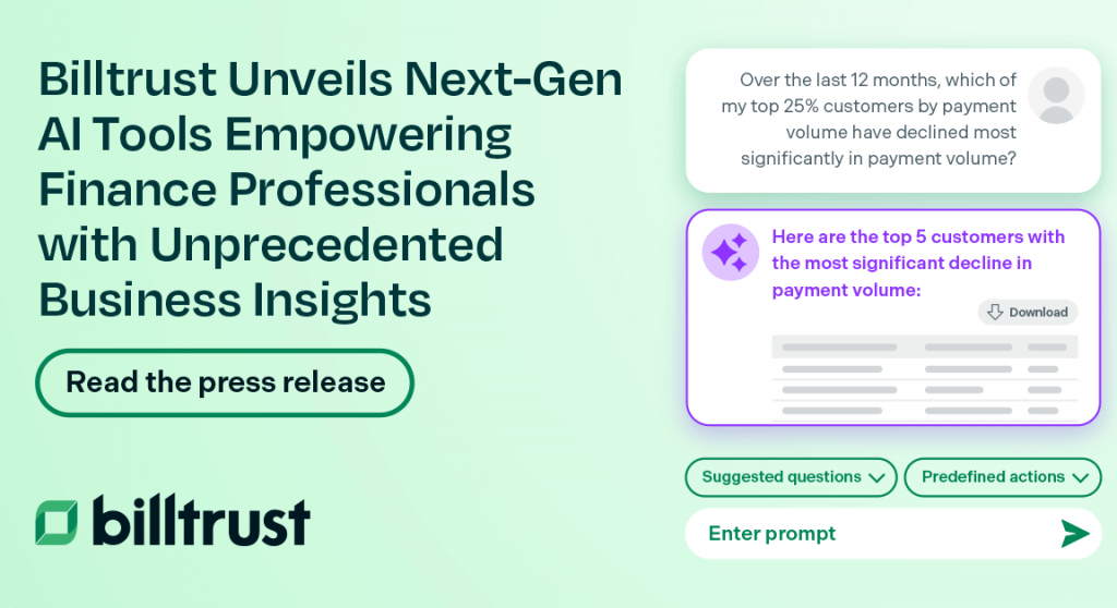 A thumbnail for the press release about Billtrust unveiling next-gen AI tools for financial professionals