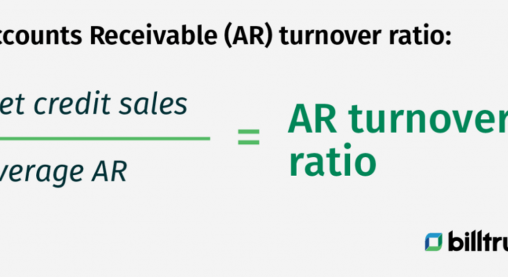a graphic showing the formula for Accounts receivable turnover ratio