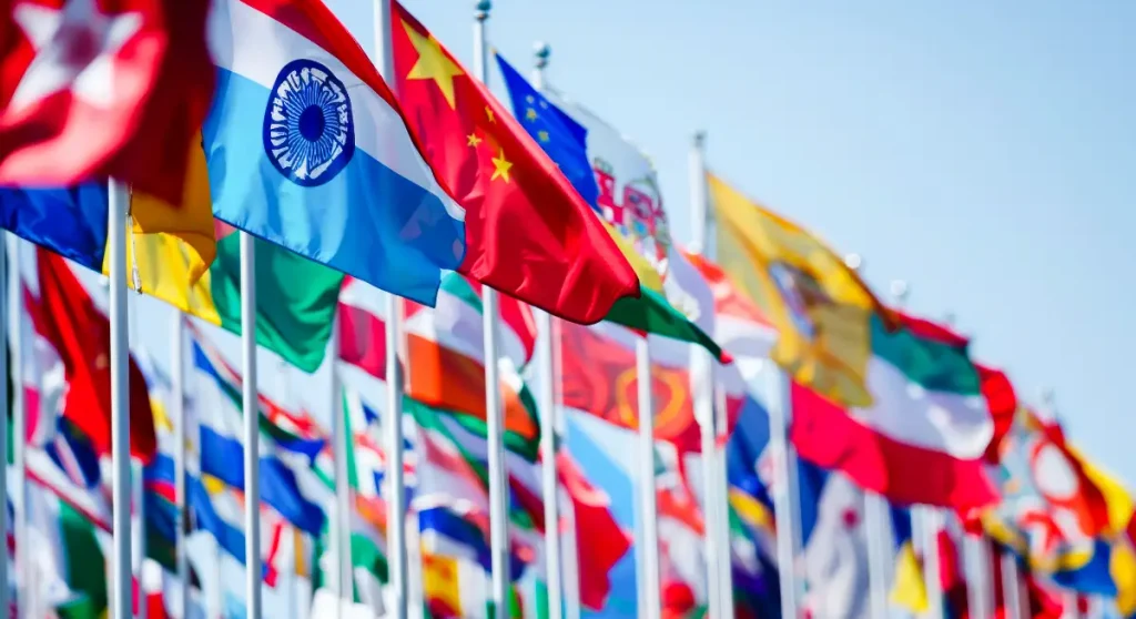 Landvlaggen naast elkaar