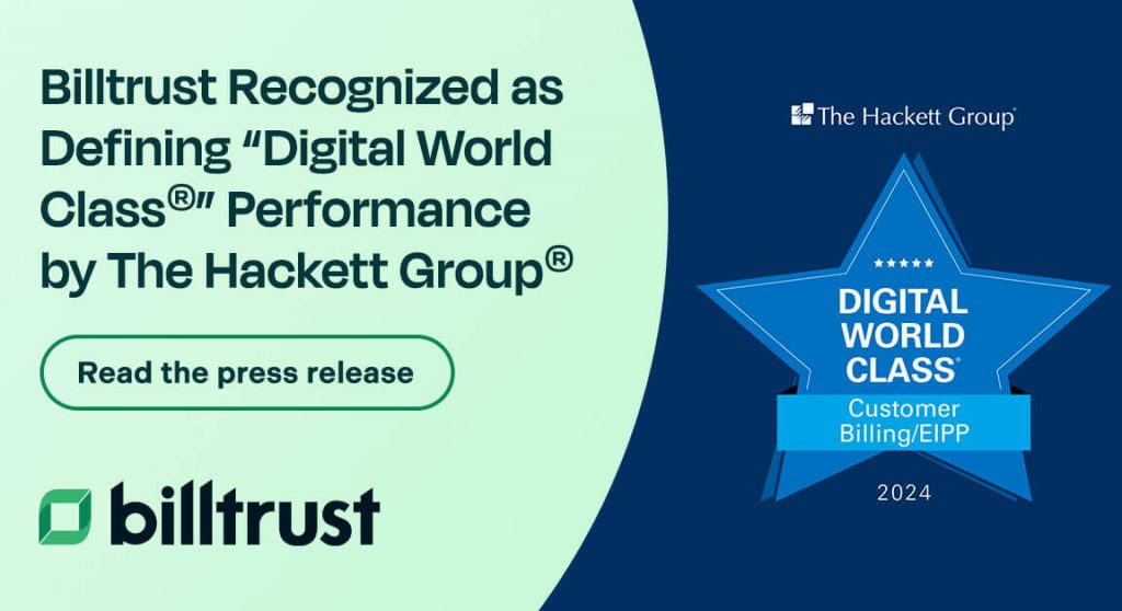 A thumbnail for the press release about Billtrust being recognized by the Hackett Group