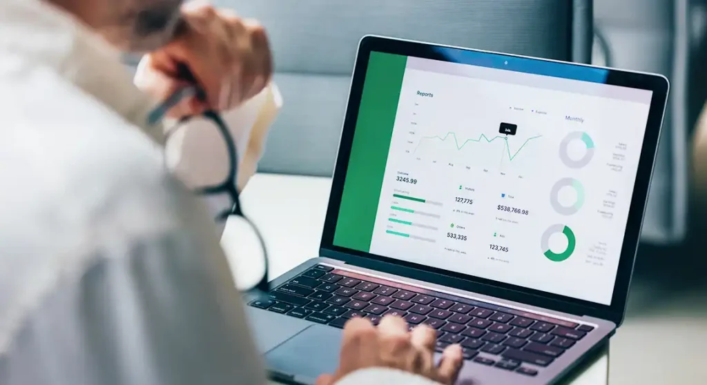 Man working on finance dashboard