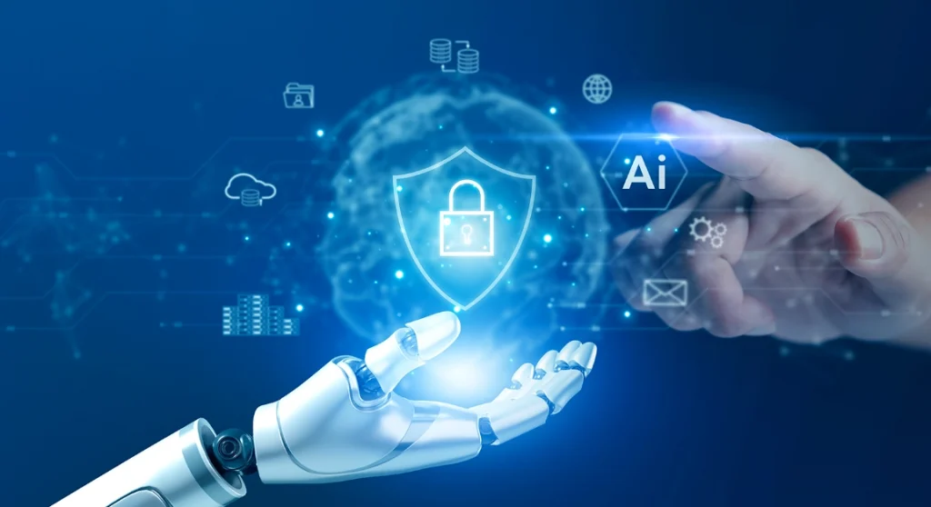 AI with hand and robot hand