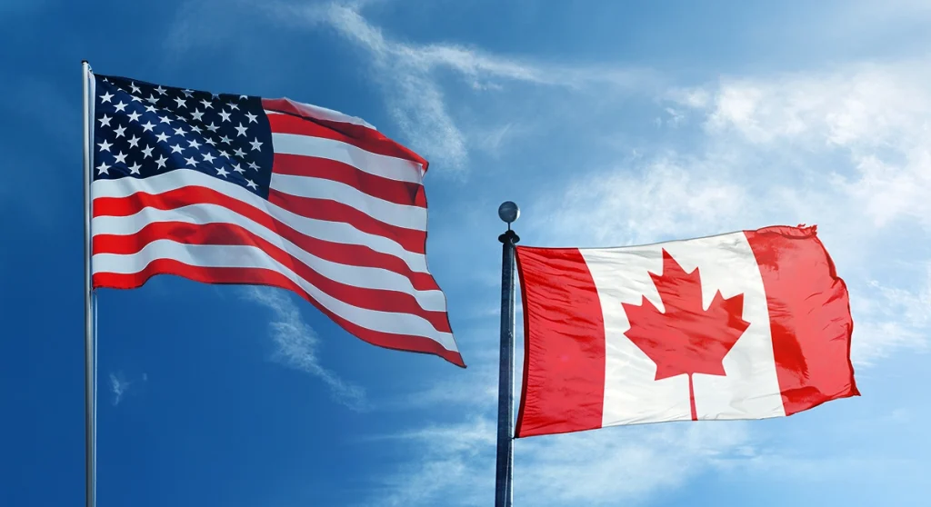 United States and Canada Flags