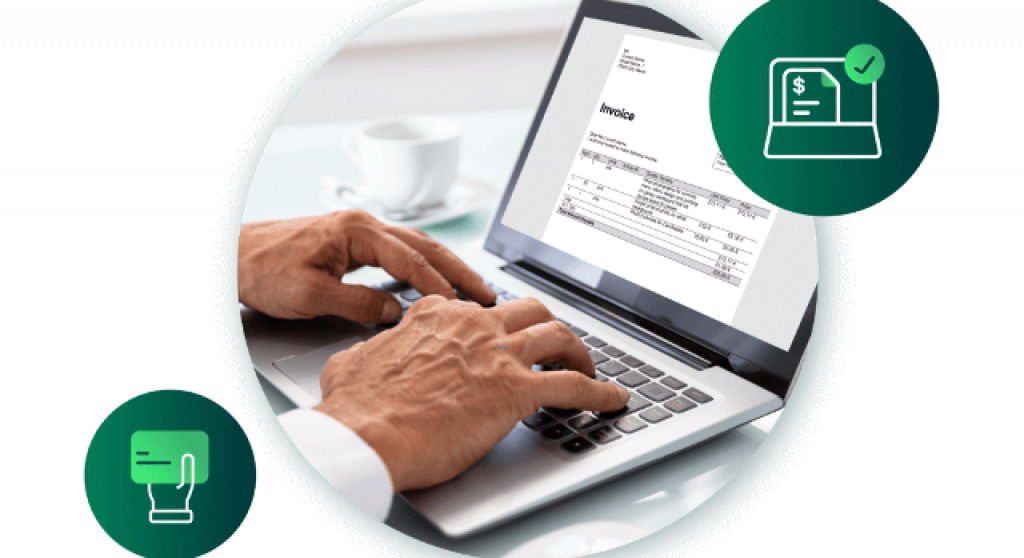what is -einvoicing_masthead_hands typing on a laptop