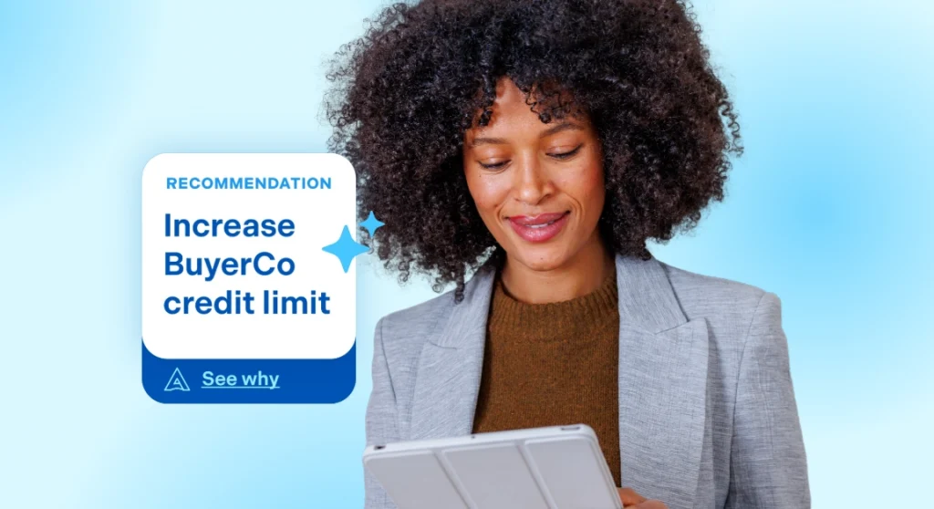 Woman receiving agentic credit lines recommendation